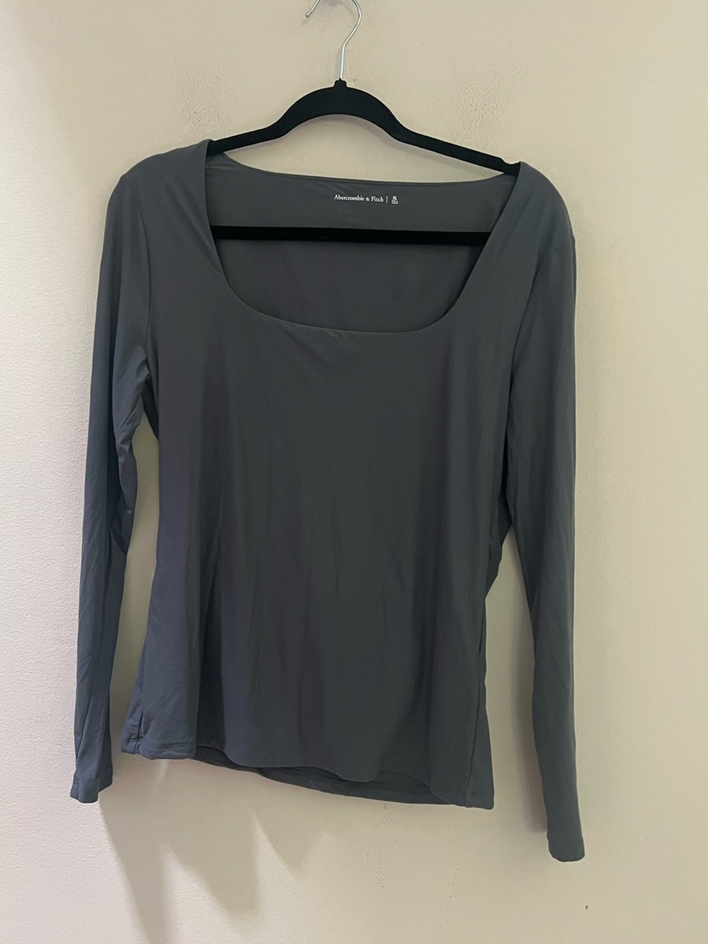 Abercrombie & Fitch Long Sleeve Scoop Neck Top — Slate Gray